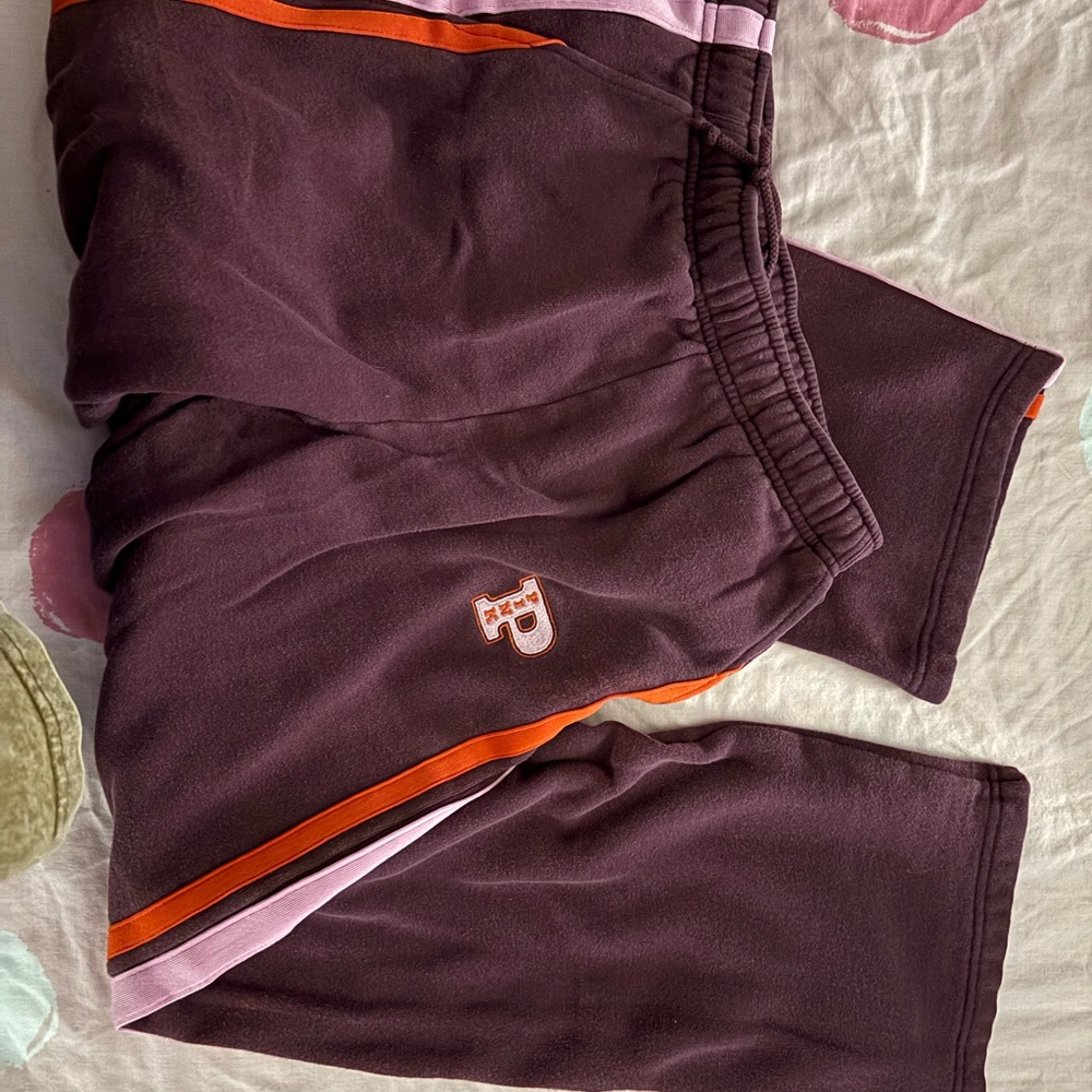 PINK Victoria's Secret Joggers in Maroon with Pink Accents